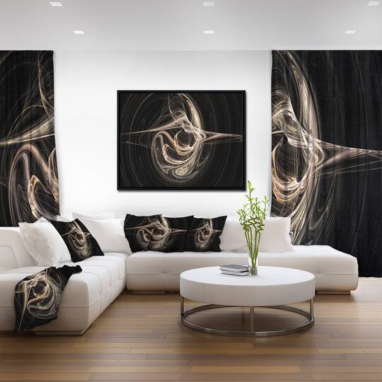 Designart - White Abstract Fractal Design in Black
